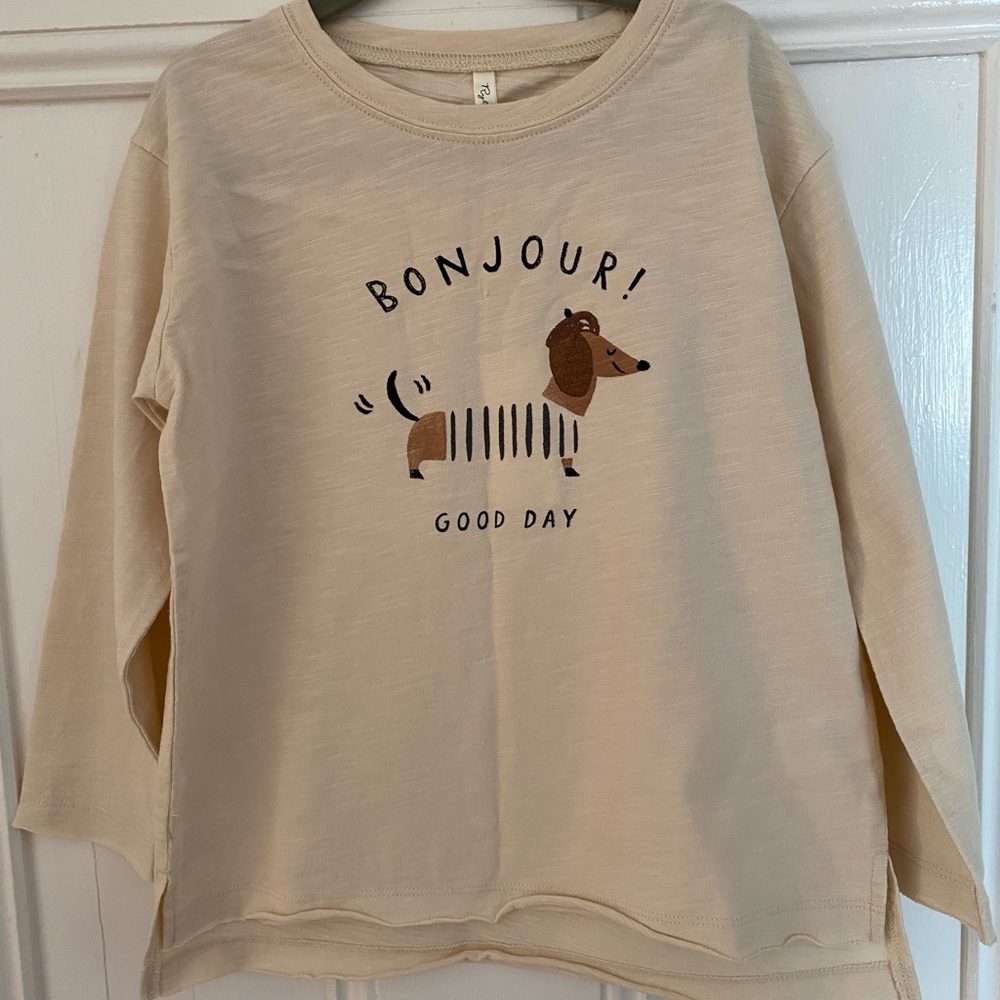 Rylee+Cru Raw Edge Tee: bonjour (dog)